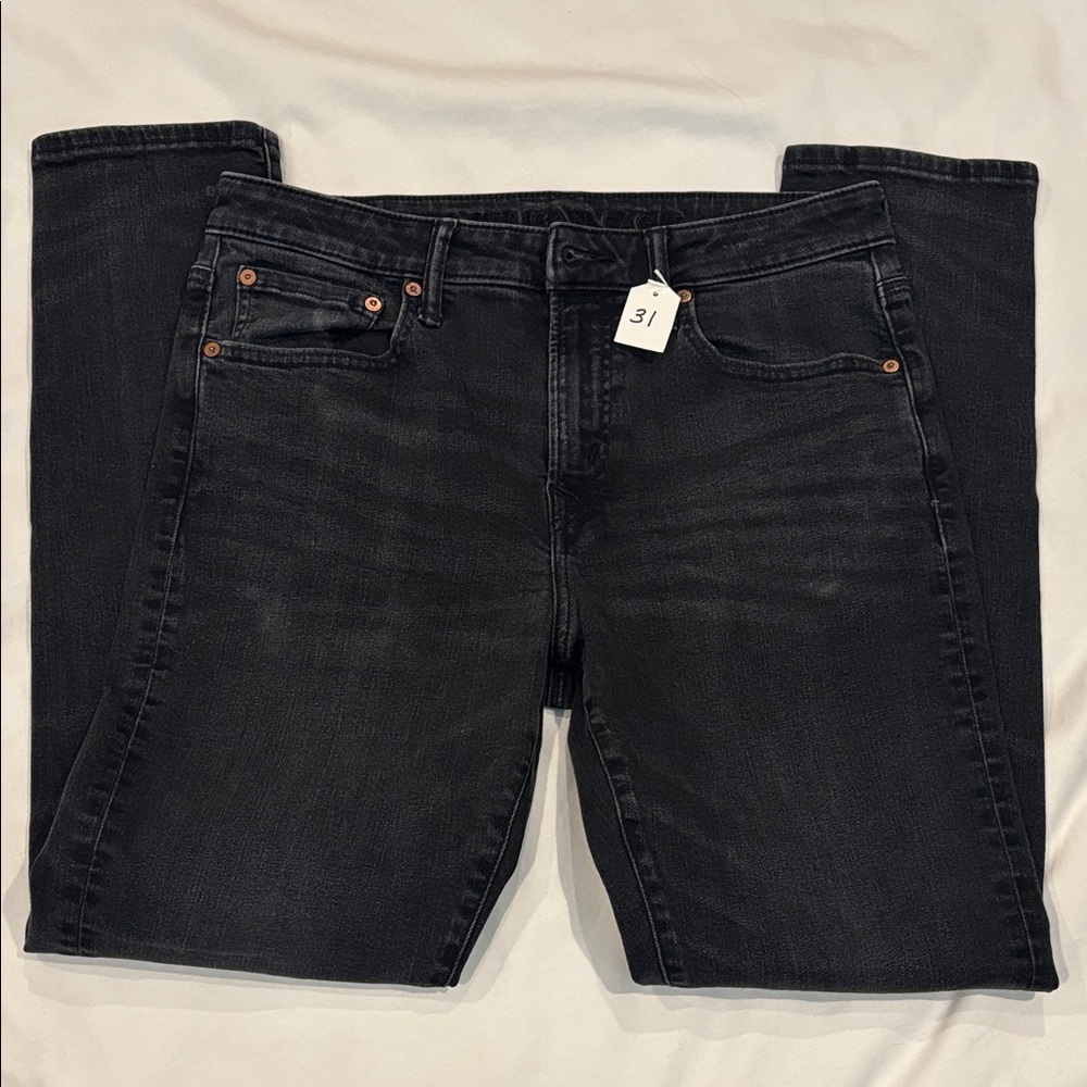 American Eagle Outfitters Airflex+ Athletic Fit black jeans.